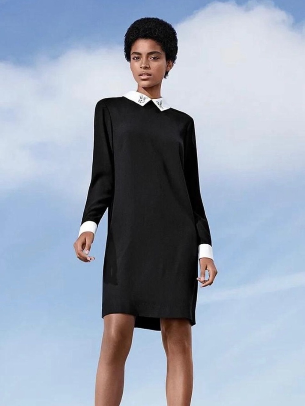 Victoria Beckham For Target Black and White Bunny Collar Dress